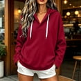 thumbnail image 2 of Aezemi V Neck Hoodie Sweatshirts Women Drawstring Pullover Fashion Workout Casual Winter Fall Outfits Womens Fashion Comfy Daily All Match Sweatshirts XL, 2 of 6