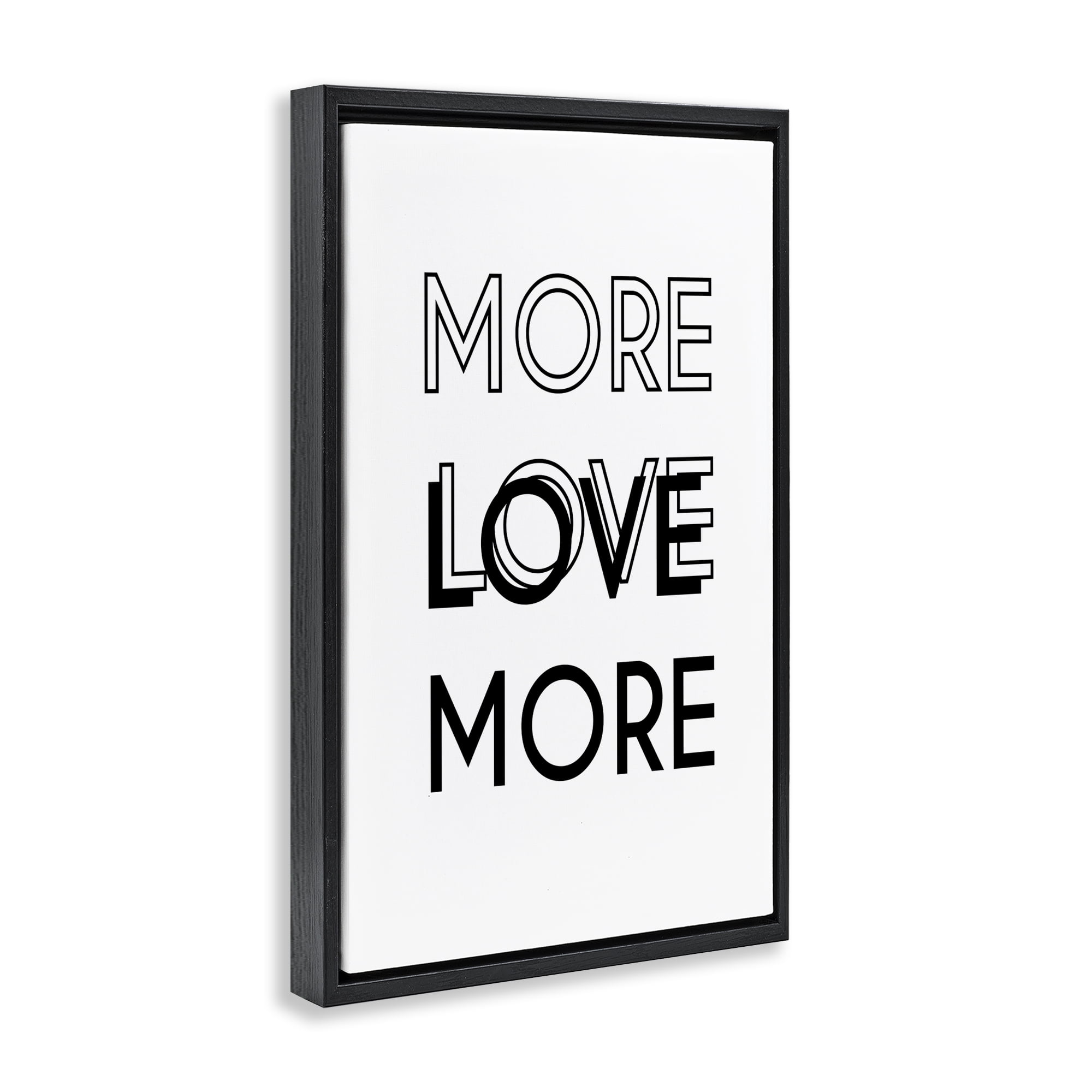 Stupell Industries More Love Typography Text & Numbers Painting Black Floater Framed Canvas Art Print Wall Art, 21 x 31