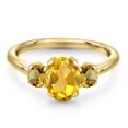 thumbnail image 3 of Gem Stone King 1.81 Ct Oval Yellow Citrine 18K Yellow Gold Plated Silver Ring, 3 of 6