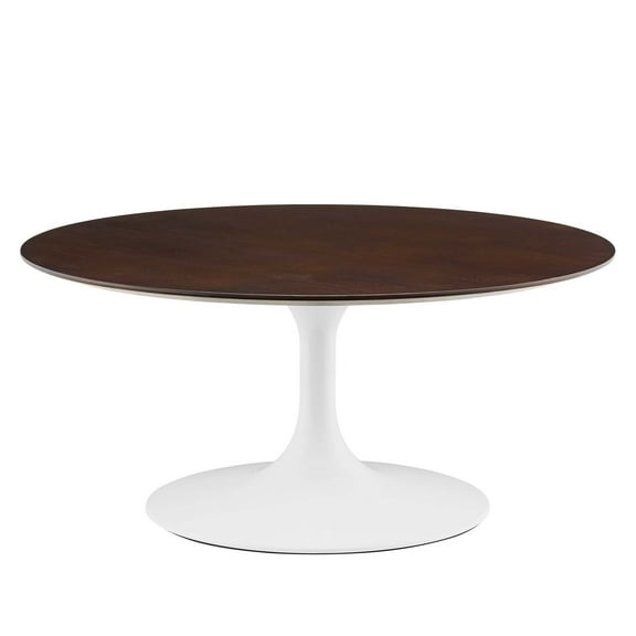 Coffee Table, Round, White Walnut, Wood, Metal Steel, Modern Contemporary Mid-Century, Living Lounge Cafe Room Hotel Lobby Hospitality