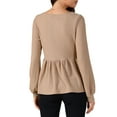 thumbnail image 3 of INSPIRE CHIC Women's Knit Peplum Top V Neck Long Sleeve Ruffle Hem Pullover Sweater 2XL Khaki, 3 of 6