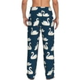 thumbnail image 3 of Daiia White Swam Men's Sleep Pant with Pockets and Drawstring,Pajama Pants-Large, 3 of 9