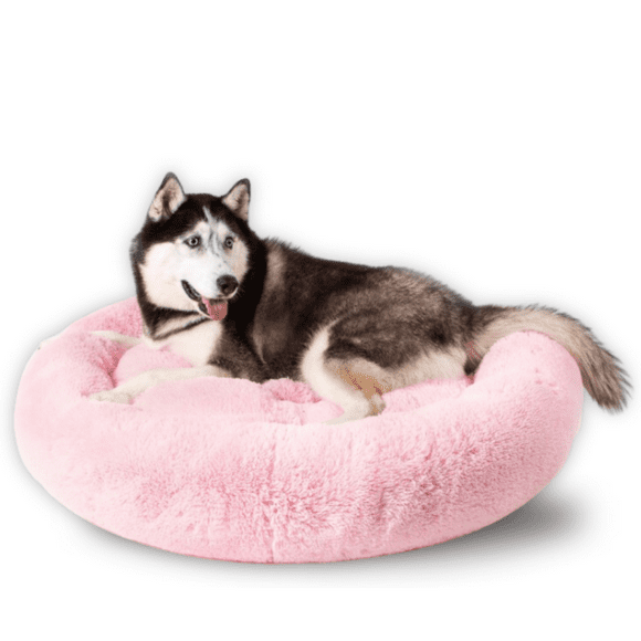 Camita Bienestar Cama Redonda Antiestrés para Perros Doble Vista Memory Foam Jumbo 110cm Rosa