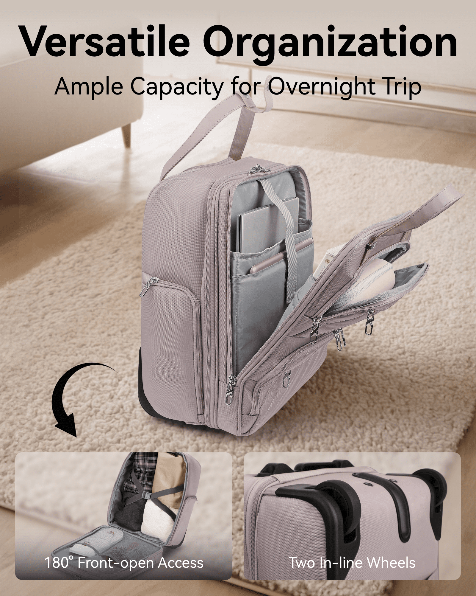 YOETEY Underseat Carry on Luggage - Softside Lightweight Suitcase with Wheels for Adult Trip 16 inch
