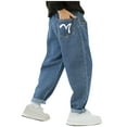 thumbnail image 2 of Boys And Girls Childrens Casual Loose Sports Long Sweatpants with Multi Pockets Trendy Drawstring Jogger Pants Lightweight Baggy Sweatpants For 3-13Years, 2 of 3