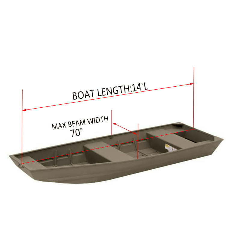 For 12' / 14' / 16' / 18'L Jon Boat Cover 210D Waterproof Beam Width  56-75 