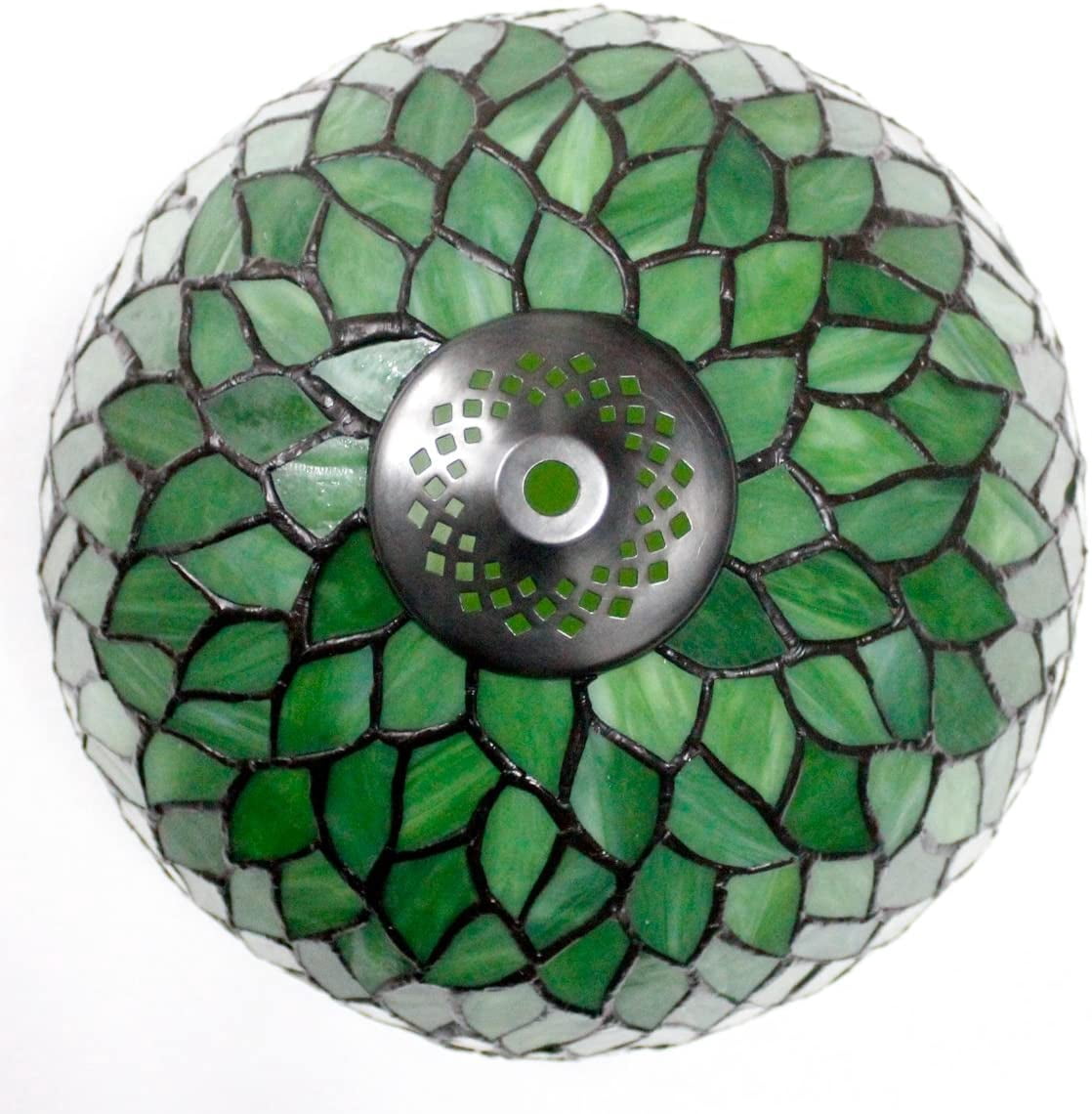 Tiffany Style Table Lamp Reading Light Green Wisteria Stained Glass Shade W12H18 Inch Tall S523 WERFACTORY LAMPS Lover Parent Kid Living Room Office Bedroom Bedside Desk Antique Zinc Base Crafts Gifts
