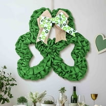 Holloyiver St. Patrick's Day Wreath Decorations with Bow, Shamrock Wreath St Patricks Day Front Door Decorations St Patrick's Day Door Wreaths for Window Wall Home Decor 11.8 x 12.6Inch