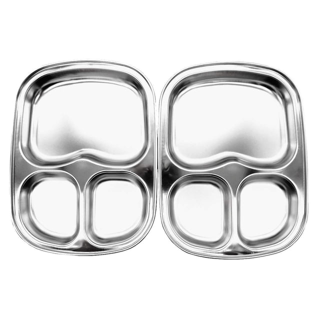 Juego de 2 bandejas Divided Plate Fam de acero inoxidable con 3 compartimentos