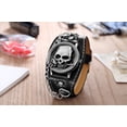 thumbnail image 6 of Skull with Rose Antique Silver Color Wide Band Bike Skeleton Glow in Dark Hands Watch-355-A, 6 of 6
