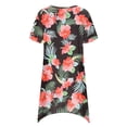 thumbnail image 4 of USSUMA Plus Womens Tops Dressy Casual Crew Neck Short Sleeve Women's Shirts and Blouses Floral Print T-Shirts for Women Trendy Long Flowy Irregular Hem Tunic Top Summer Beach, 4 of 5