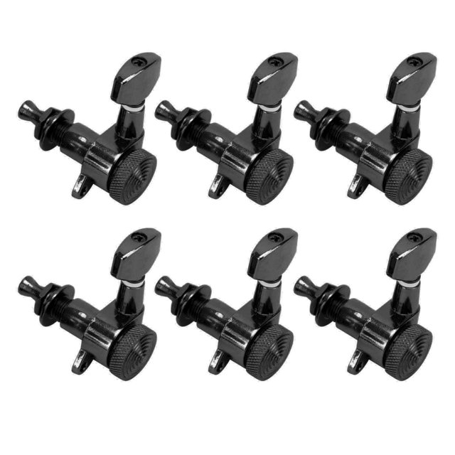 Guitar Locking Tuners, String Tuning Key Practical Durable String Sealed Black For Electric Or Acoustic Guitars 6Pcs Left Tuners