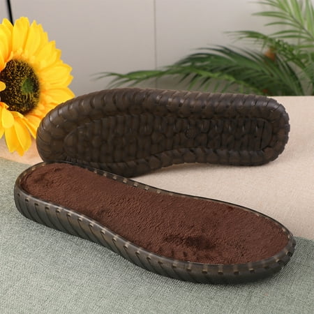 

Anti-kick Crystal beef tendon sole slippers puff shoes wool ice strip cloth thread woven crocheted non-slip sole