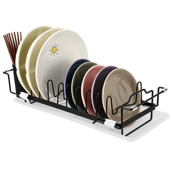 Expandable Dish Drying Rack with Drying Tray, Stainless Steel Over Sink Dish Rack, Removable Utensils Holder for Kitchen Counter, Cabinet, Sink Organization