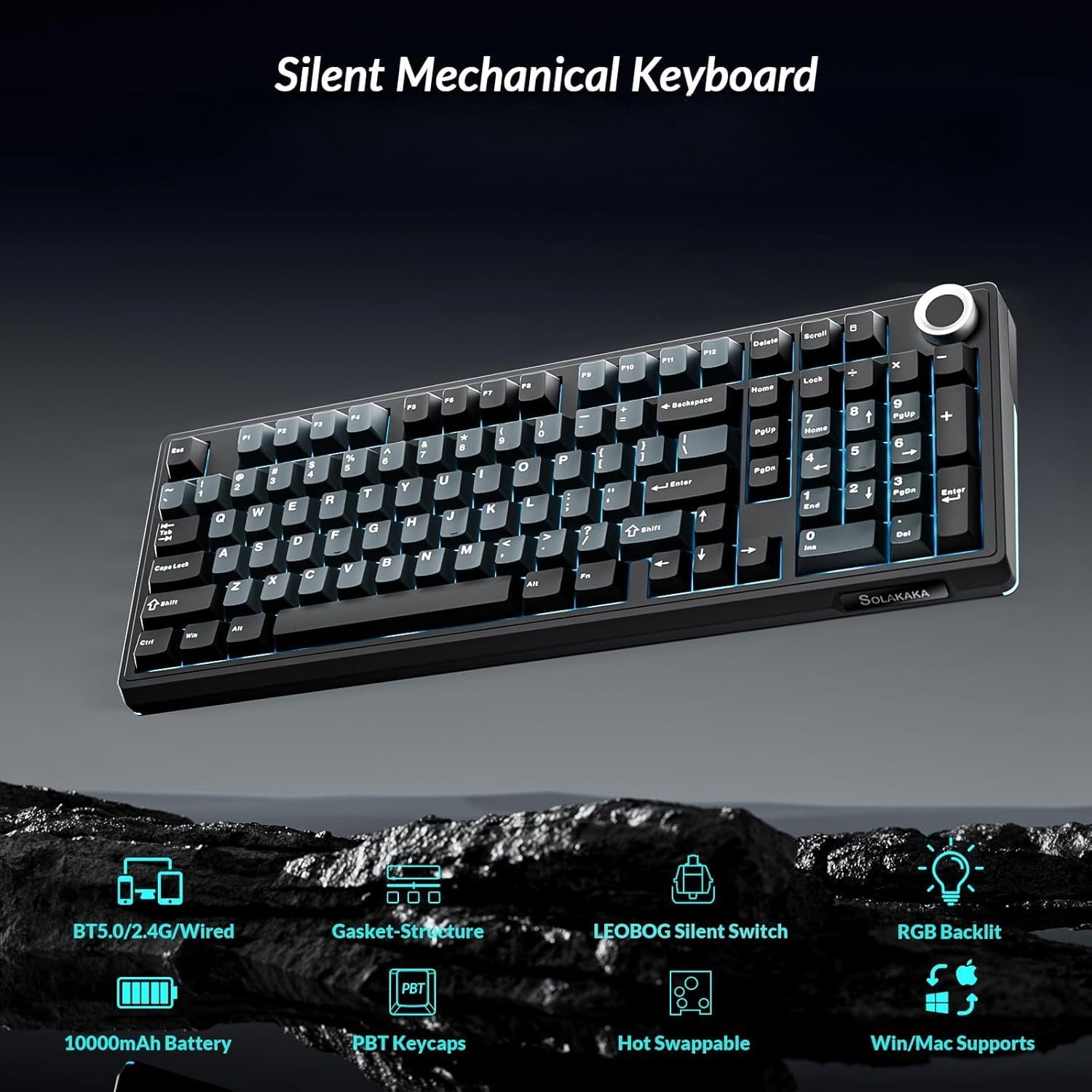 KI99 Pro Mechanical Keyboard with Quiet , Hot Swappable Pre-Lubed Switches with RGB Backlit, Gasket Structure Gaming Keyboard (BlackBlue, Silent )