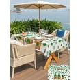 thumbnail image 4 of St Patricks Day Outdoor Tablecloth - 60x120 Inch Rectangle Dining Table Cover, Green Shamrock Spring Watercolor Gnomes Beige Waterproof Outdoor Table Cloth with Umbrella Hole & Zipper for Patio, 4 of 7