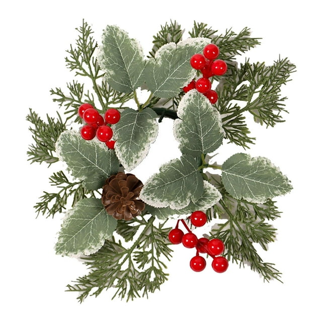 simhoa Christmas Candle Wreath Cabinet Wreath Decorative Mini Wreath for Home