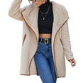 thumbnail image 2 of KOMOO Women Long Woolen Coat Long Sleeve Lapel Cardigan Jacket Faux Fur Warm Outwear for Fall Winter, 2 of 7