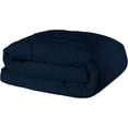 thumbnail image 4 of 5 Piece Luxury Long Box Pattern Comforter By D.N.G. BEDDINGS Set Premium Super Soft, All Season, 800 Thread Count, 100% Egyptian Cotton, Super King Size Navy Color, 4 of 5