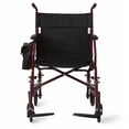 thumbnail image 2 of Medline Lightweight Steel Transport Chair, Folding Chair is Portable,  300 lb Weight Capacity, 19 inch Seat, Red, 2 of 6