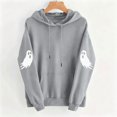 thumbnail image 7 of Women's Fall Hoodies Floral Ghost Pumpkin Graphic Print Sweatshirts Long Sleeve Oversized Pullover Hooded Tops Casual Autumn Relaxed Fit Clothes, 7 of 7