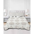 thumbnail image 2 of Quilts Twin-XL Size Bedding Set, Vintage Bohemia Lightweight Quilted Comforter, Gray Flowers Boho Pattern Cream Soft Reversible Bedspread Coverlet with Pillow Covers for All Season, 68" x 98", 2 of 7