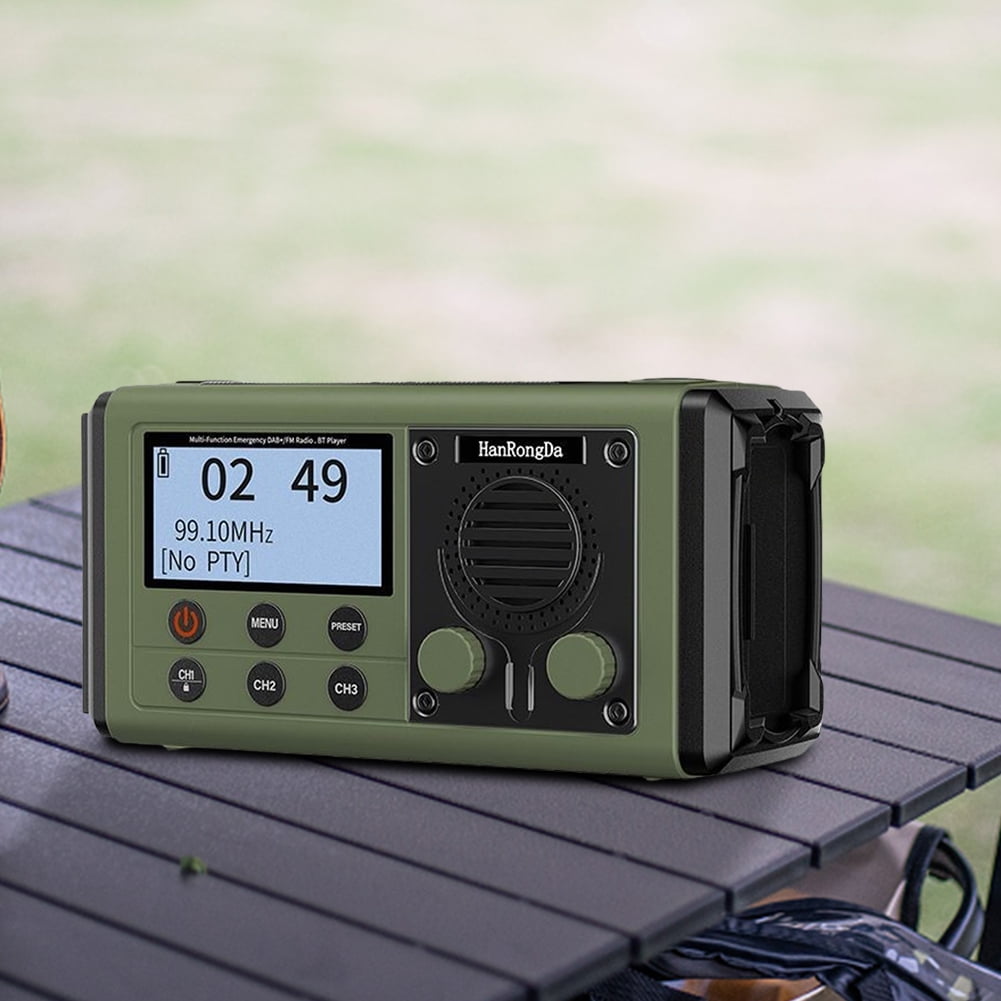 HUISZJ Portable Emergency Radio, 10000mAh Hand Crank Charging Radio with Speaker, Alarm Headphone Jack Battery Operated Radio or Outdoor Travel Camping
