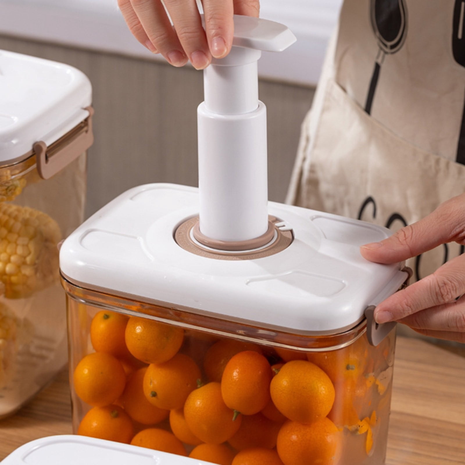 XIPYYKM Kitchen Storage Container with Large Capacity Vacuum Preservation Box Sealed Box Storage Box for Various Cereals Kitchen Supplies Drain Rack