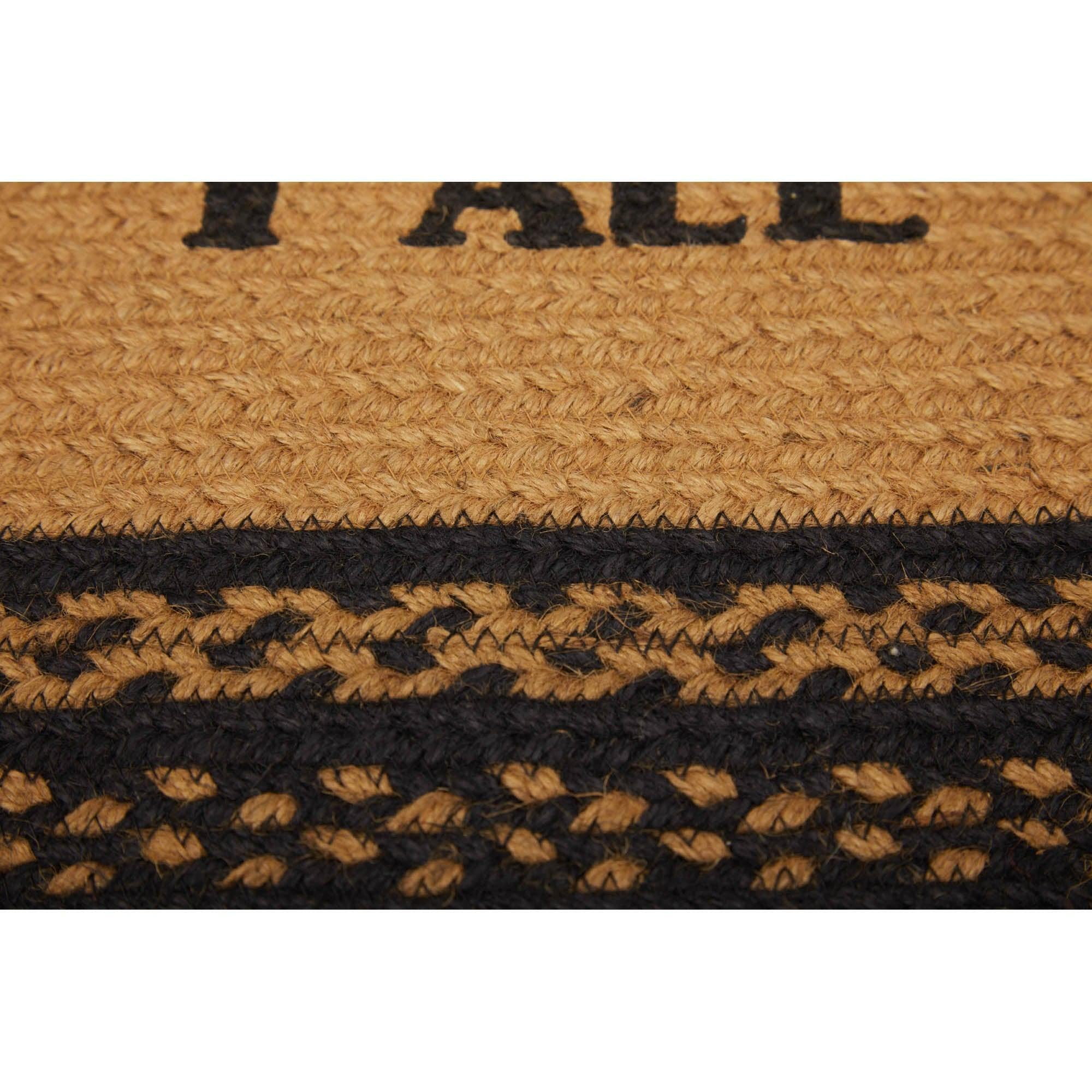 VHC Brands Farmhouse Jute Black Stenciled Accent Rug Oval Welcome Y'all w/ Floor Pad 20"x30"