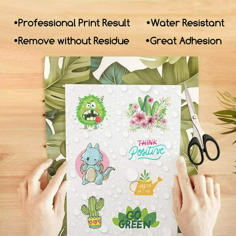 A-SUB Printable Vinyl Sticker Paper for Inkjet Printers, 50 Sheets  Removable Glossy Waterproof Sticker Paper for Printers 8.5x11 Compatible  Cricut Vinyl Sticker Sheet + Most Laser Jet Printer 