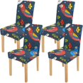 thumbnail image 1 of RYLABLUE Colorful Parrots Stretch Chair Cover Protector Seat Slipcover for Dining Room Hotel Wedding Party Set of 4, 1 of 5