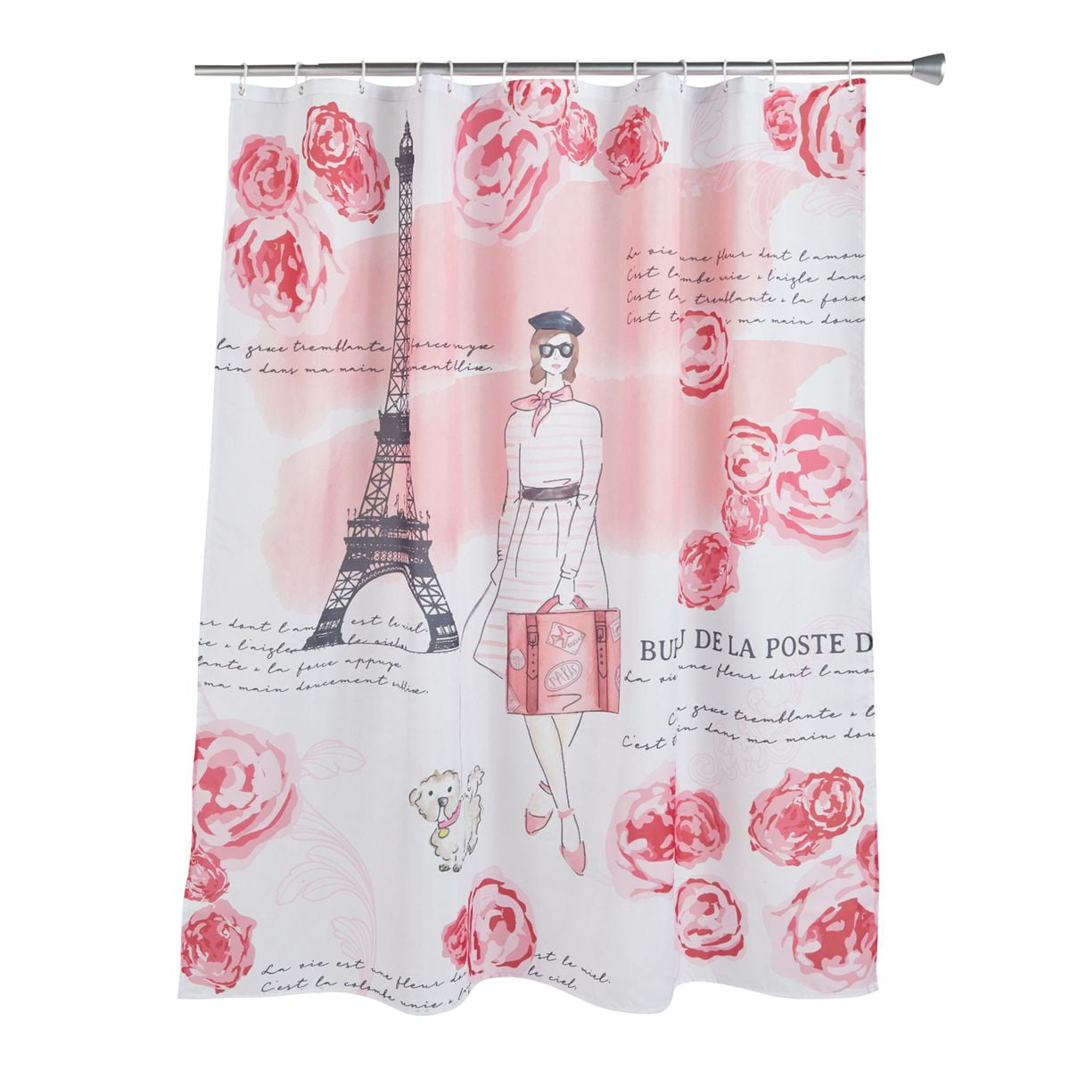 Pink high heels Shower Curtain Bathroom Waterproof Fabric & 12Hooks 71*71inch 