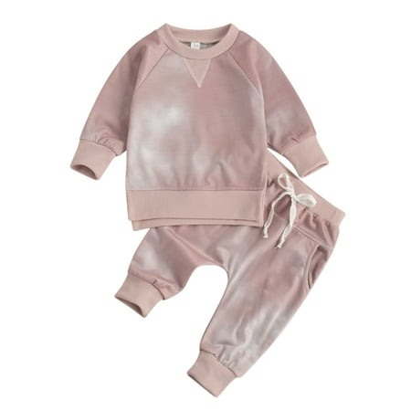 

One opening Newborn Tie Dye Outfits Round Neck Pullover + Tie Up Pants