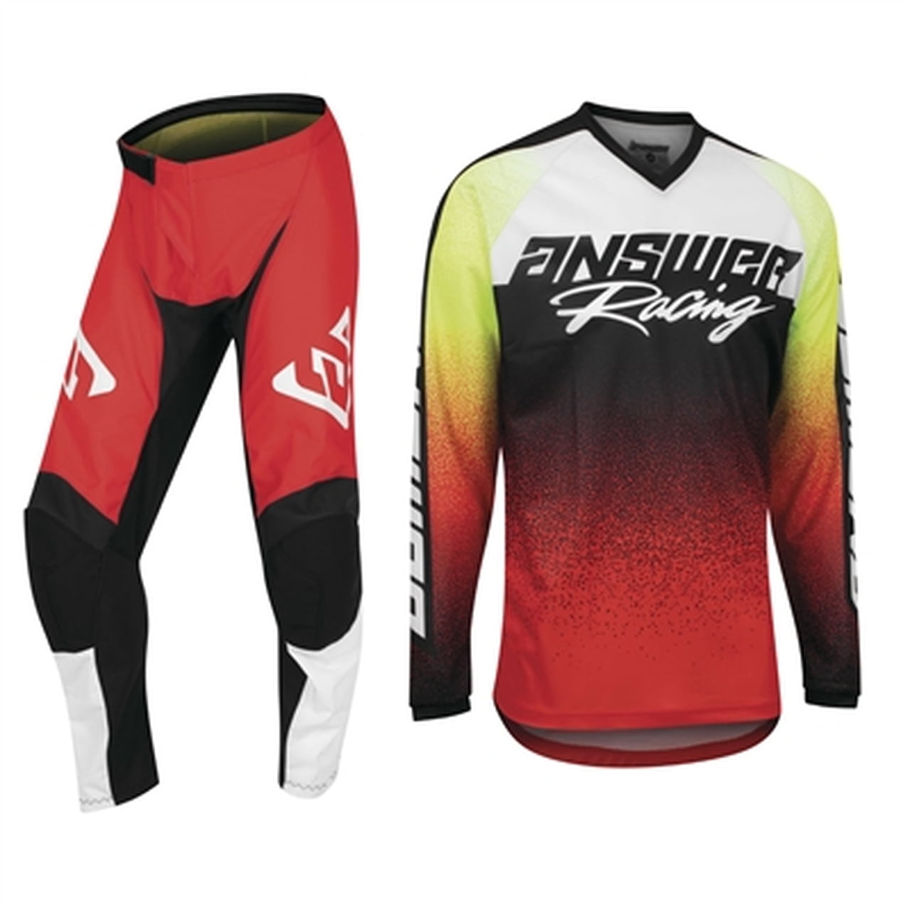 Answer Racing Syncron Prism Jersey and Pant Combo Red/Hyper Acid (Large ...