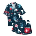 thumbnail image 1 of WEAIXIMIUNG Ensemble de Pyjama Décontracté pour Enfants de Noël Imprimé, Chemise à Col Boutonnée à Manches Courtes et Short 10-11 Ans, 1 of 5