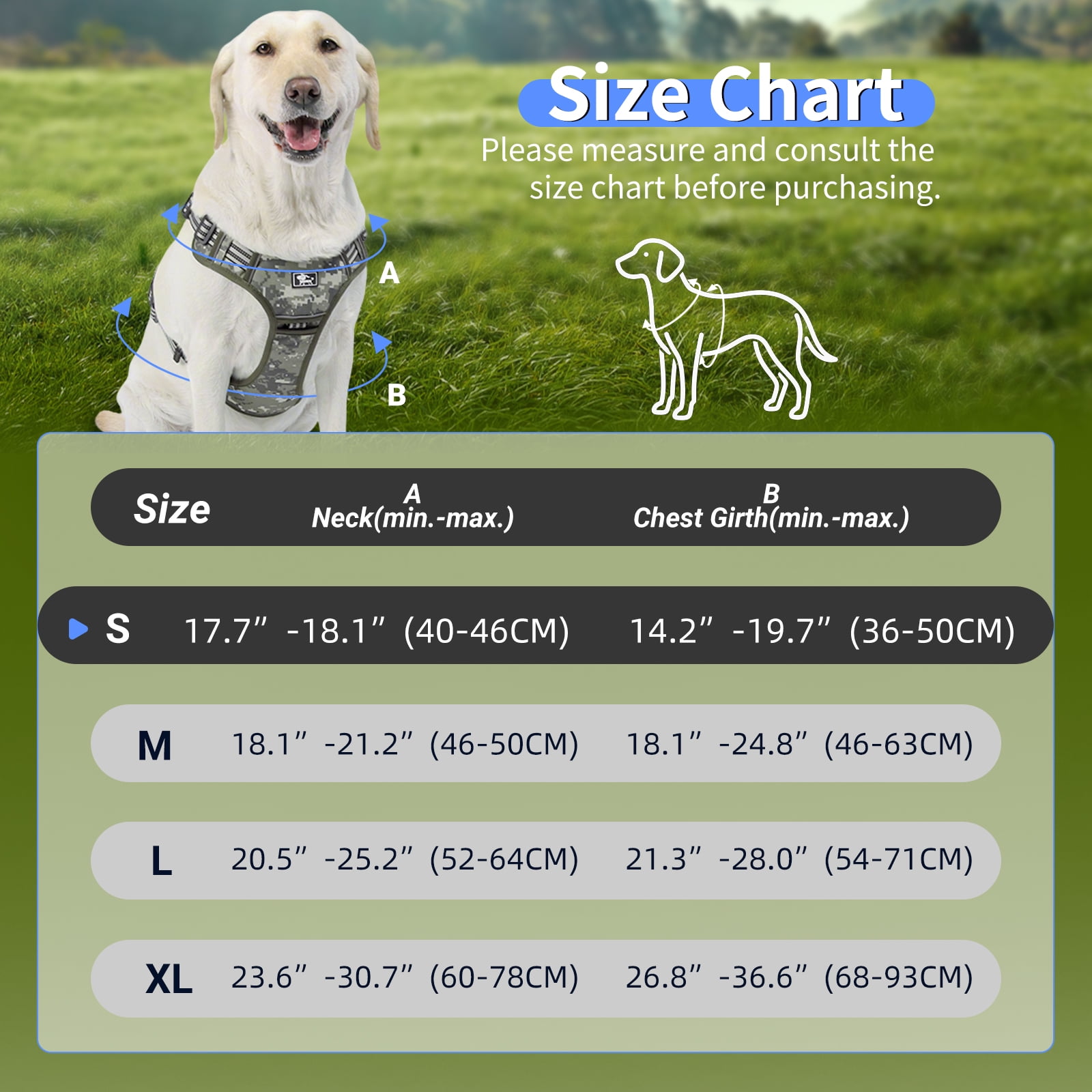 NOYAFA No Pull Dog Harness for Large Dogs,No Choke Dog Harness with Handle, Adjustable Reflective Soft Padded Pet Harness for Training, Walking