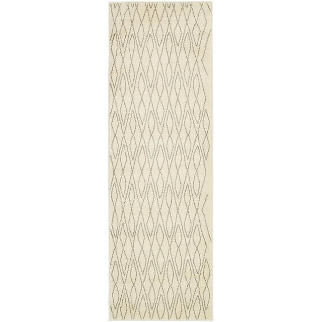 Unique Loom 3137332 2 x 6 ft. Geometric Fez Runner Rug, Ivory