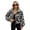 Black, variant on Women's Jackets – Houndstooth Check Cropped Stand Collar Zip Front Workwear – Casual Wear Work Days Coats (S-XL)