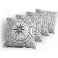 thumbnail image 5 of Ambesonne Compass Throw Pillow Cover 4 Pack, Windrose Line Art Style, 24", Black White, 5 of 7