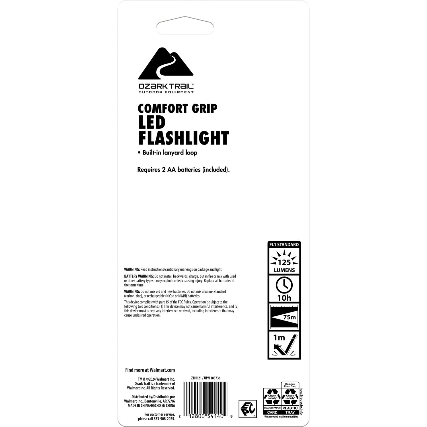 Ozark Trail 125 Lumens All-Purpose Durable LED Flashlight