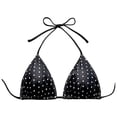 thumbnail image 5 of larppty Triangle Bikini Tops for Women Halter String Bathing Suit Tops Sexy Brazilian Black White Swimsuit Top (Silver, M), 5 of 5