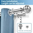 thumbnail image 2 of Urbanest Fluted Ball Manhattan 1" 3/4" Double Drapery Curtain Window Rod Set - 84" to 120", Brushed Steel, 2 of 6