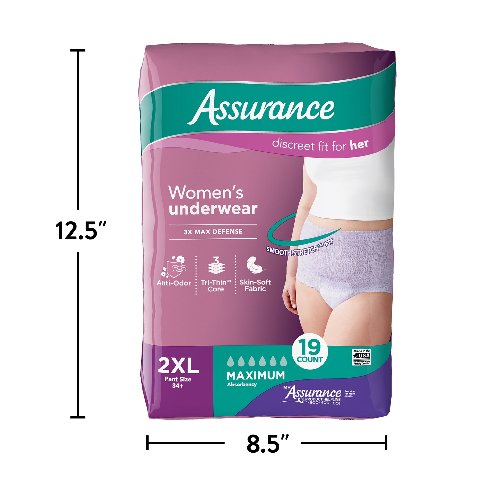 14 Count Assurance Incontinence & Postpartum Underwear for Women, XXL Size  - Zars Buy