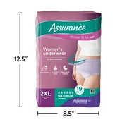 (4 pack) Assurance Womens Incontinence and Postpartum Underwear, XXL, Maximum Absorbency, 19 Count