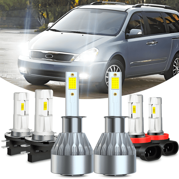 For Kia Sedona 2007-2014 LED Headlight Hi/Lo Beam Fog light Combo Bulbs 6500K White