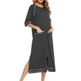 thumbnail image 3 of Blmnix Sleep Dresses Womens Nightgowns & Sleepshirts Cotton Nightgowns Moomoo Nightgowns Night Shirts Below-the-Knee Crew Neck Elbow-Length Gray Womens Nightgowns Sexy,M, 3 of 5