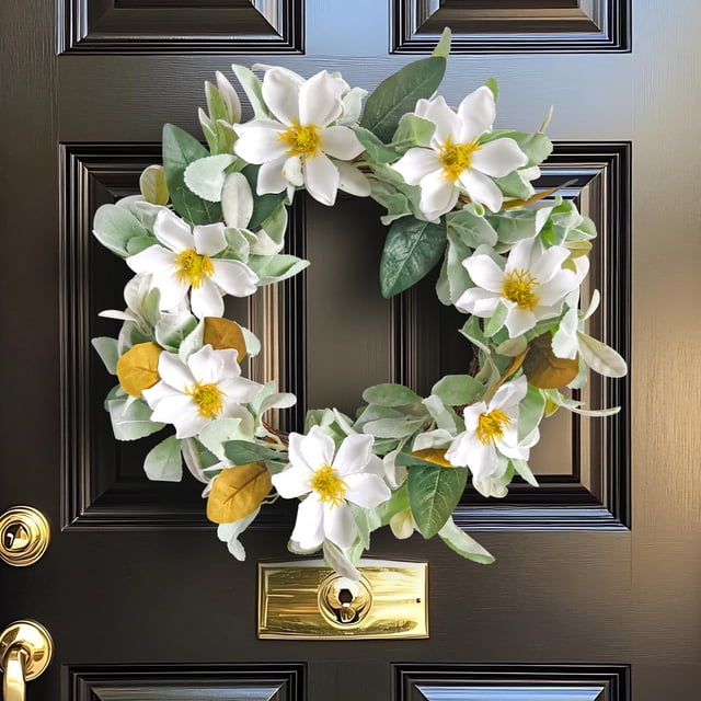 Guirnaldas de flores de magnolia con ramas muertas, flores para el Festival de primavera, decoración del hogar, guirnalda colgante para puerta, guirnalda colgante de pared para patio, 15,7 pulgadas