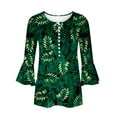 thumbnail image 4 of Womens Tops Ladies Top Floral Print V-Neck Short Sleeve Button T-Shirt Coffee L, 4 of 5