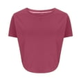 thumbnail image 3 of Jalioing Women's Short Sleeve Shirts Crew Neck Irregular Summer Fashion T Shirt Casual Loose Plain Tees Tops, 3 of 7