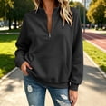thumbnail image 2 of TZZQ Women Quarter Zip Pullover Sweatshirt Oversized Loose Fit Athletic Sweatshirt Casual Fashion Stand Collar Long Sleeve Pullover Hoodie Comfy Trendy Plus Size Relaxed Fit Sports Shirts Black L, 2 of 8
